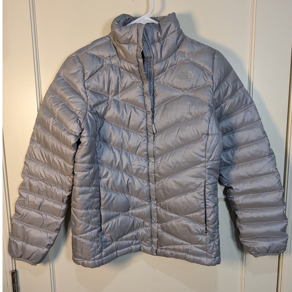 The North Face Aconcagua Down Puffer Jacket Silver Gray Chevron Quilt Womens S